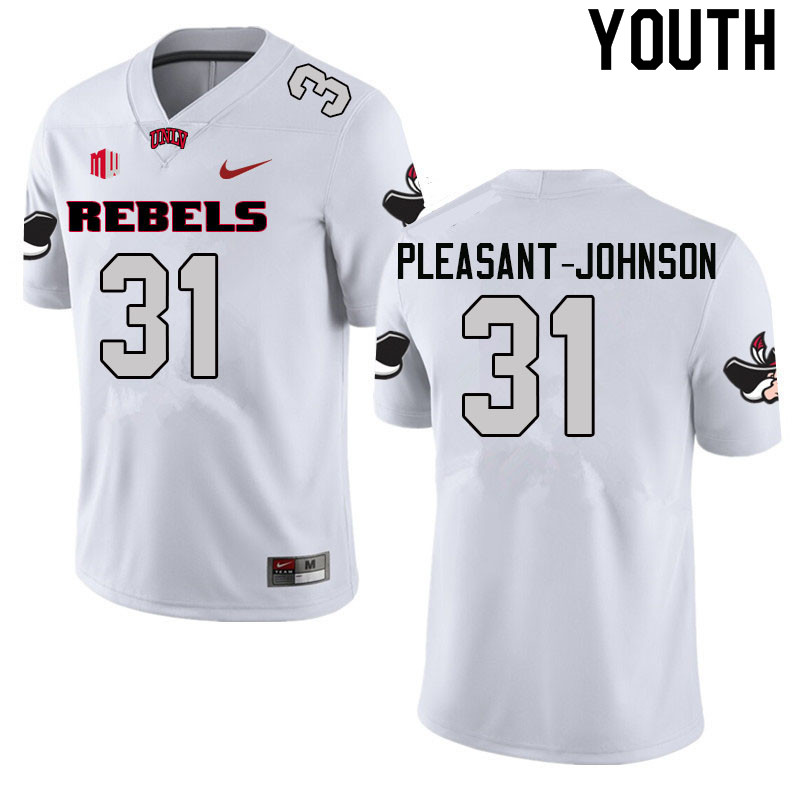 Youth #31 Lacarea Pleasant-Johnson UNLV Rebels College Football Jerseys Sale-White - Click Image to Close